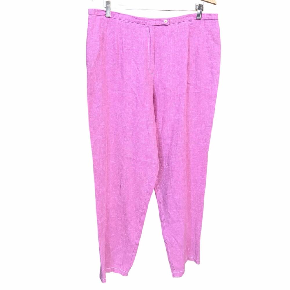 NWT vintage high waist taper leg hot pink 100% linen pants Ukraine made size 16